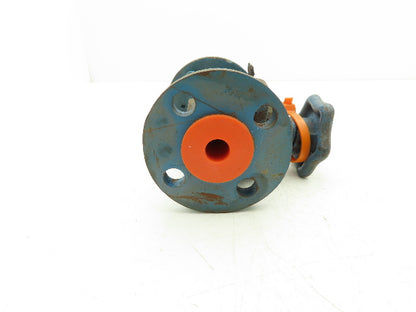 DOW PP-M 1" Manual Diaphragm Pinch Valve Orange Poly Lined Chemical Resistant