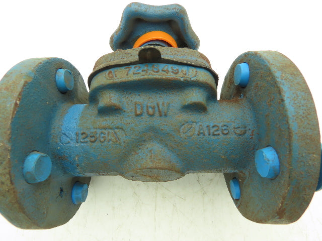 DOW PP-M 1" Manual Diaphragm Pinch Valve Orange Poly Lined Chemical Resistant