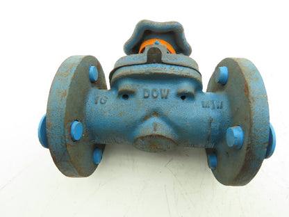 DOW PP-M 1" Manual Diaphragm Pinch Valve Orange Poly Lined Chemical Resistant