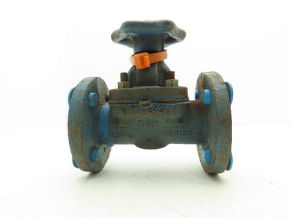DOW PP-M 1" Manual Diaphragm Pinch Valve Orange Poly Lined Chemical Resistant