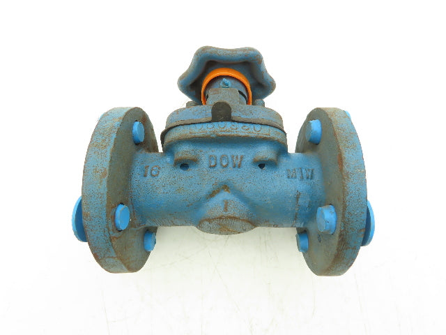 DOW PP-M 1" Manual Diaphragm Pinch Valve Orange Poly Lined Chemical Resistant
