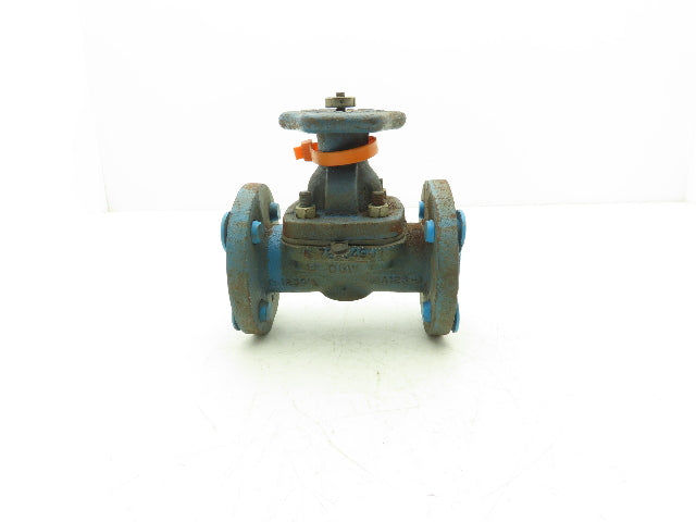 DOW PP-M 1" Manual Diaphragm Pinch Valve Orange Poly Lined Chemical Resistant