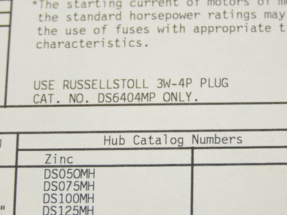 Eaton Disconnect Switch 60A 600V Fused Russellstoll DS6404MP Receptacle READ