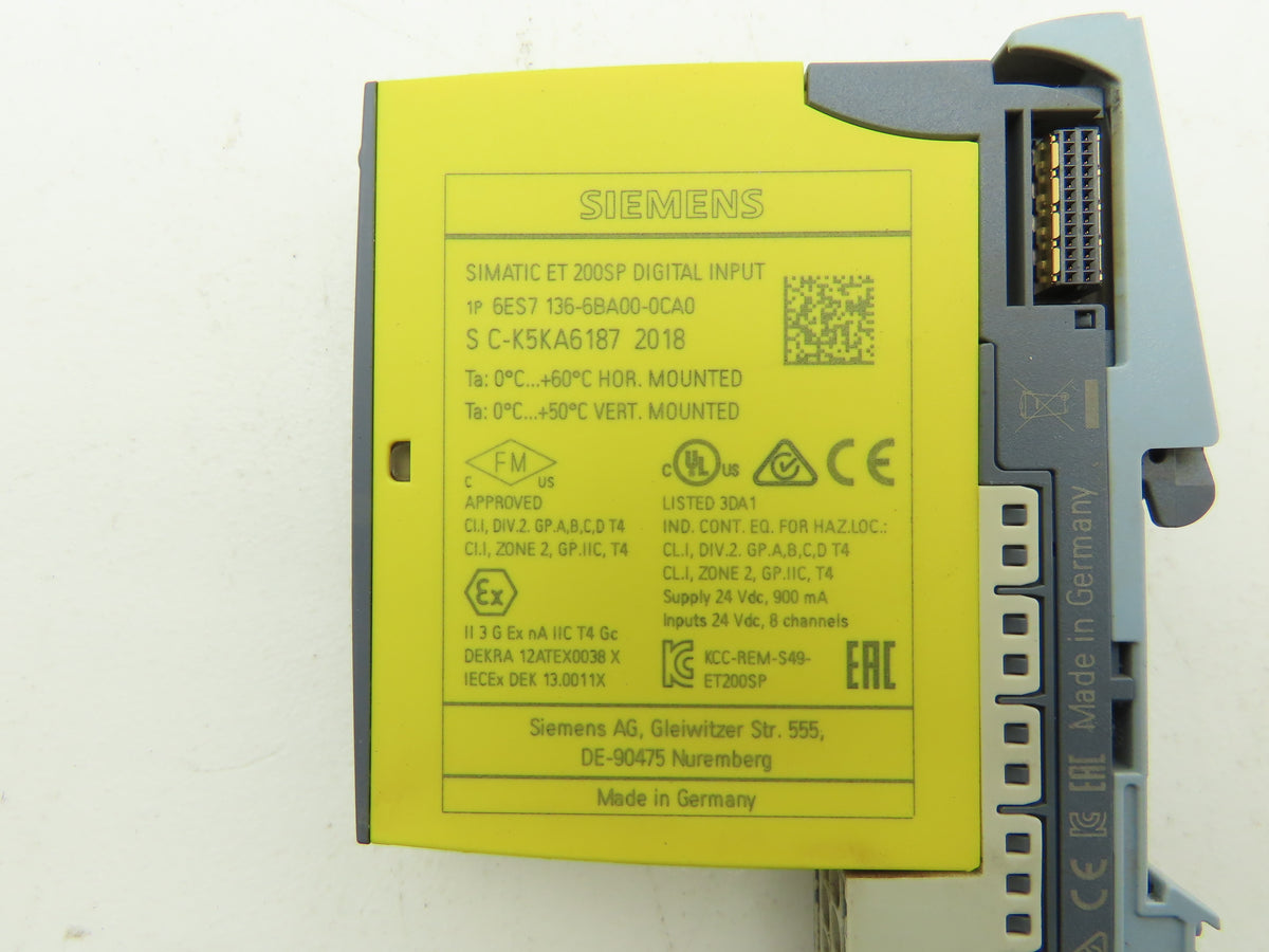 Siemens 6ES7 136-6BA00-0CA0 SIMATIC ET200SP Digital Input F-DI 8x HF