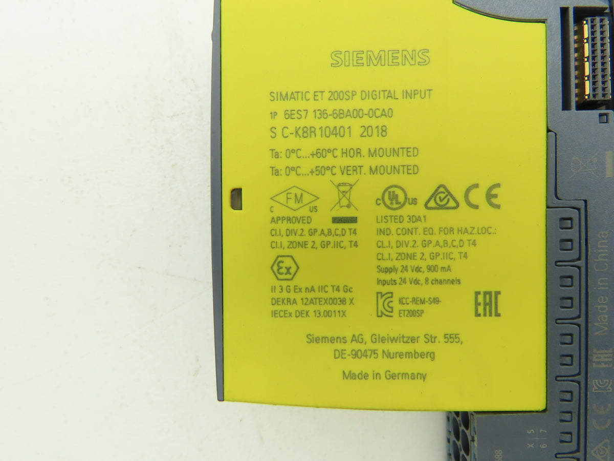 Siemens 6ES7 136-6BA00-0CA0 SIMATIC ET200SP Digital Input F-DI 8x HF