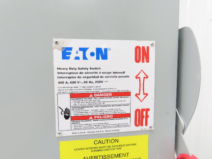 Eaton DH365FRK Safety Disconnect Switch 400A 600V 3Ph Fused 3R Rainproof