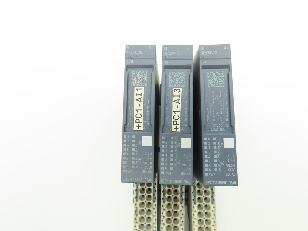 Siemens 6ES7 131-6BH01-0BA0 SIMATIC ET200SP Digital Input DI 16x 24VDC Lot of 3