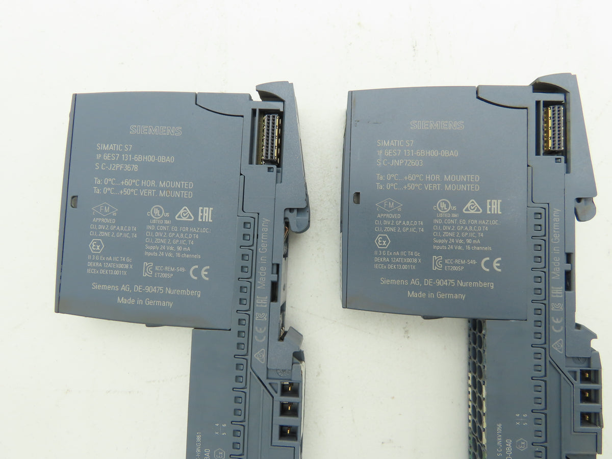 Siemens 6ES7 131-6BH00-0BA0 SIMATIC ET200SP Digital Input DI 16x 24VDC Lot of 2