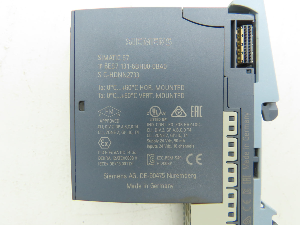 Siemens 6ES7 131-6BH00-0BA0 SIMATIC ET200SP Digital Input DI 16x 24VDC Lot of 3