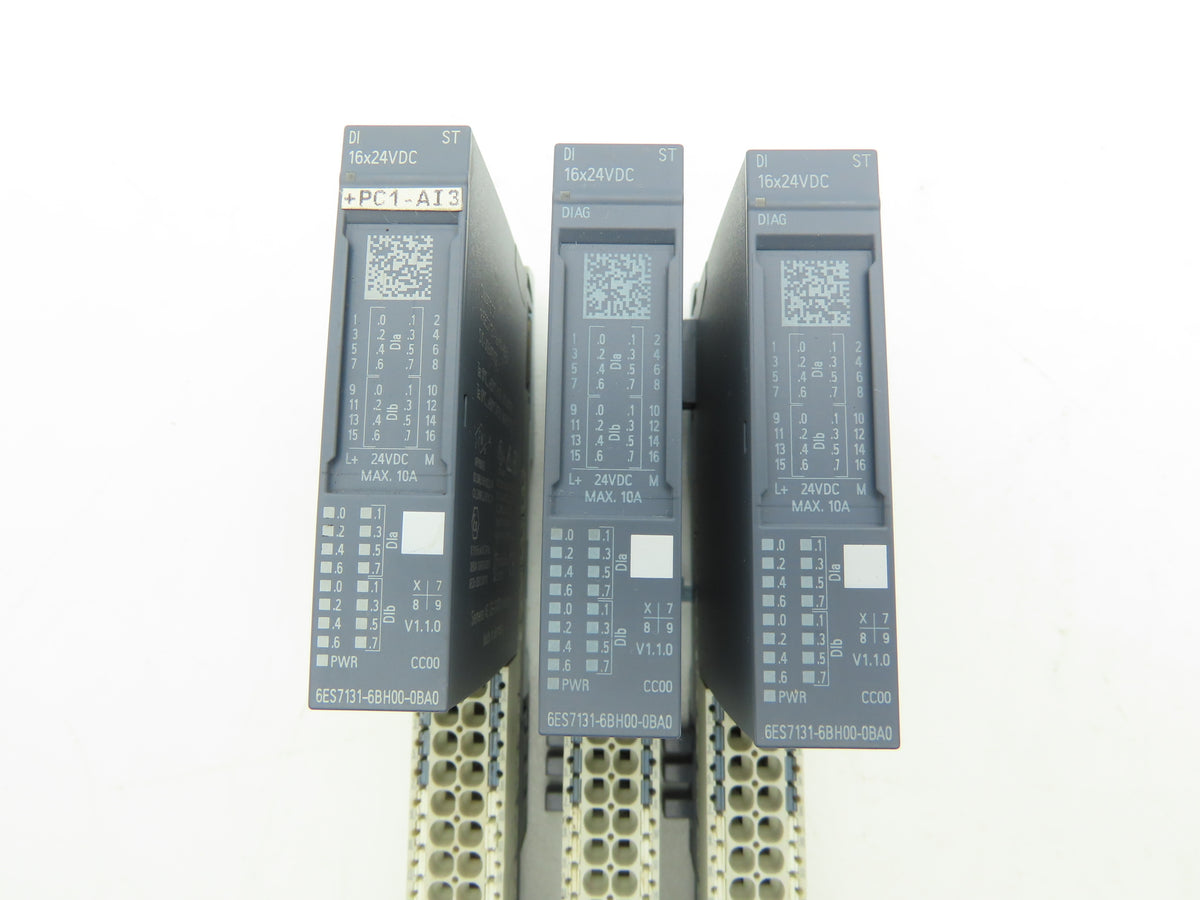 Siemens 6ES7 131-6BH00-0BA0 SIMATIC ET200SP Digital Input DI 16x 24VDC Lot of 3