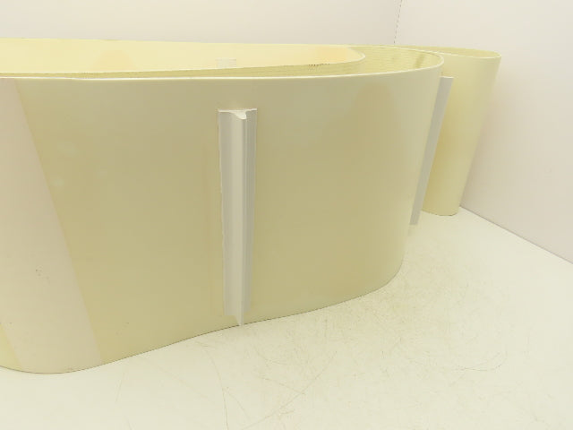 Cleated Incline Conveyor Belt 14"W x 15' Length Endless 3-Ply White Urethane