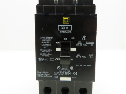 Square D EDB34030 Circuit Breaker 30A 480V 3 Pole 3Ph EDB
