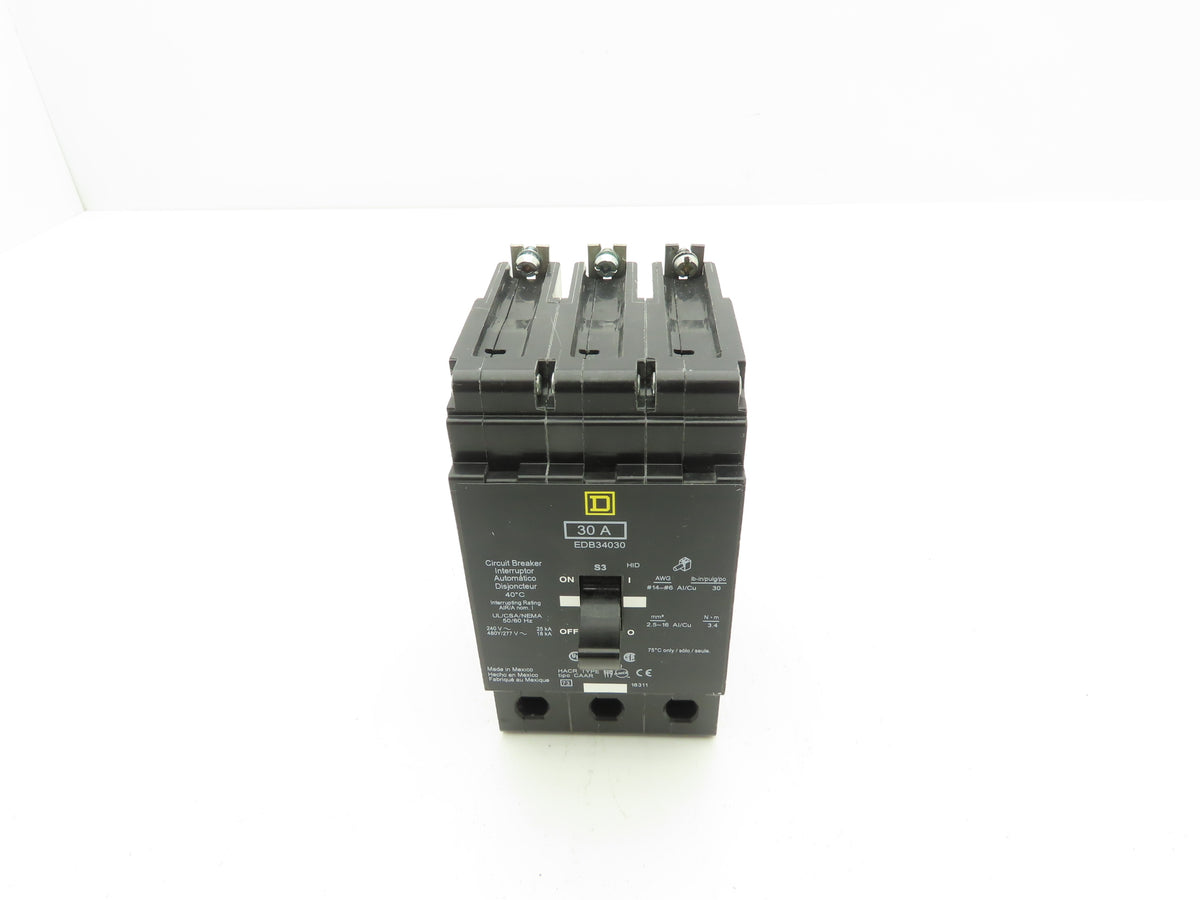 Square D EDB34030 Circuit Breaker 30A 480V 3 Pole 3Ph EDB