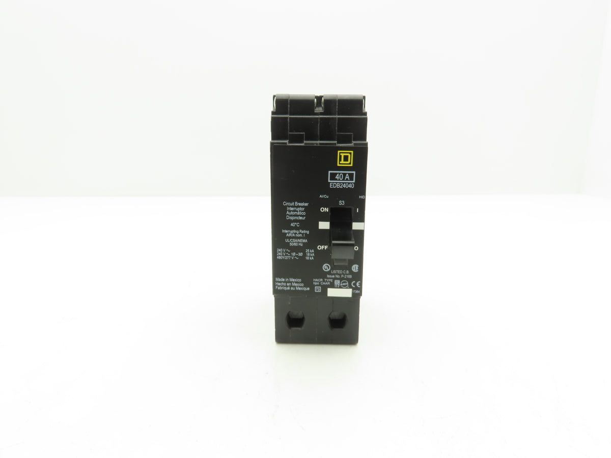 Square D EDB24040 Circuit Breaker 40A 480V 2 Pole EDB 40 Amp
