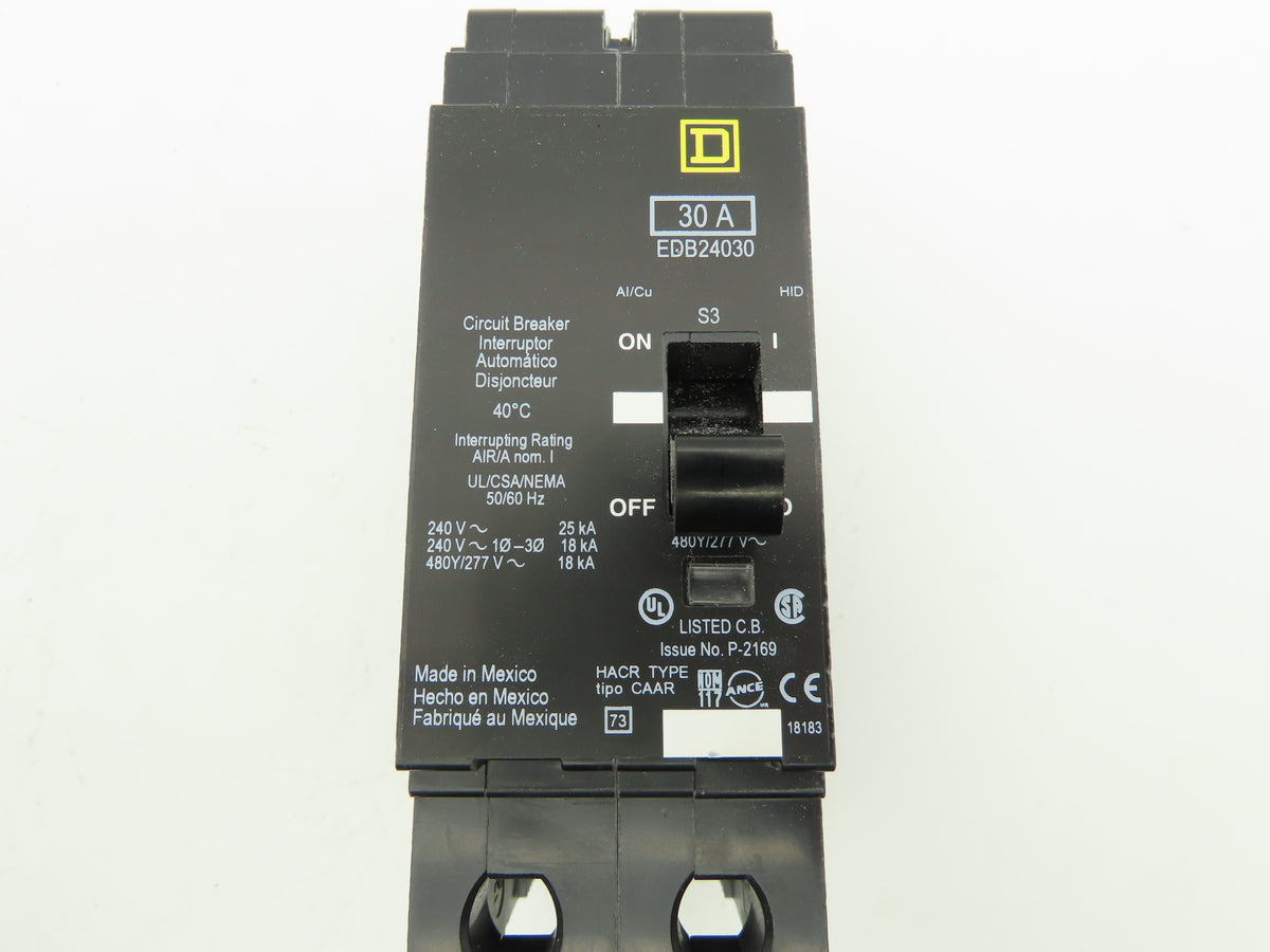 Square D EDB24030 Circuit Breaker 30A 480V 2 Pole EDB 30 Amp