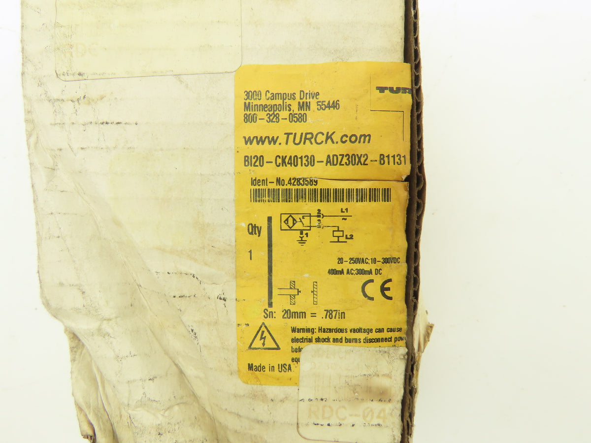 Turck T4283589 Proximity Sensor 20mm Switching Distance