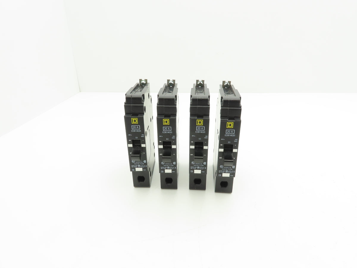Square D EDB14020 Bolt-On Circuit Breaker 20A 277V 1P 1PH EDB 20 AMP Lot of 4