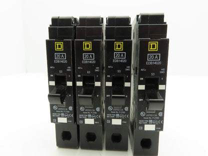 Square D EDB14020 Bolt-On Circuit Breaker 20A 277V 1P 1PH EDB 20 AMP Lot of 4