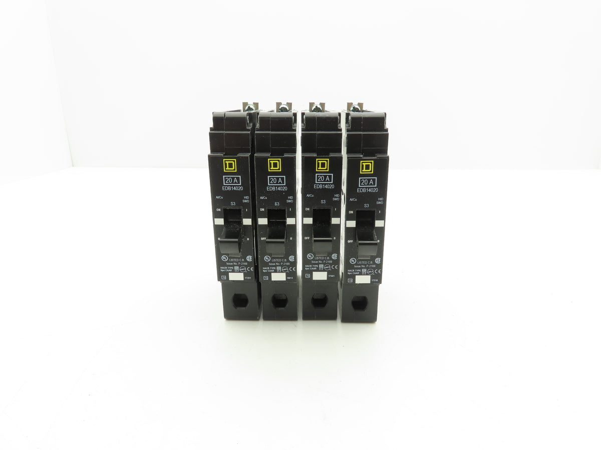 Square D EDB14020 Bolt-On Circuit Breaker 20A 277V 1P 1PH EDB 20 AMP Lot of 4