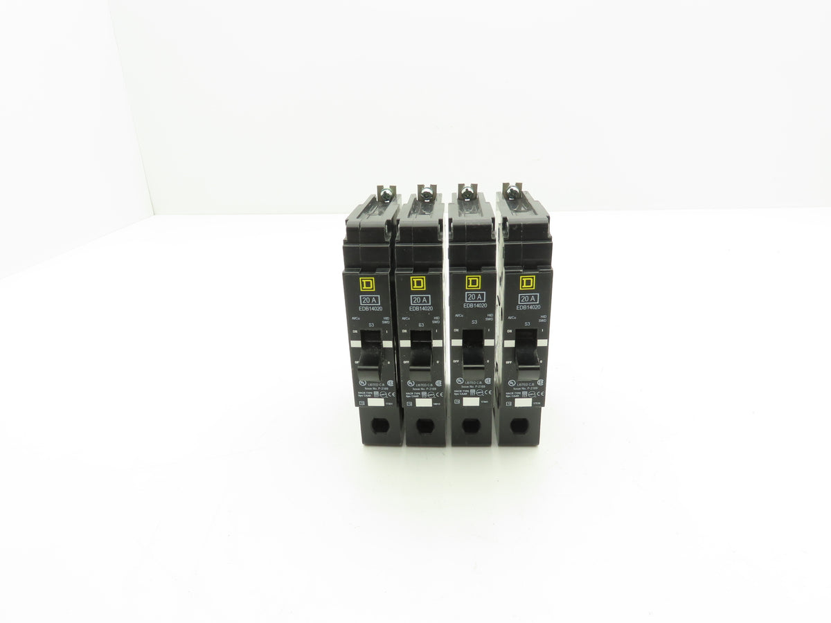 Square D EDB14020 Bolt-On Circuit Breaker 20A 277V 1P 1PH EDB 20 AMP Lot of 4