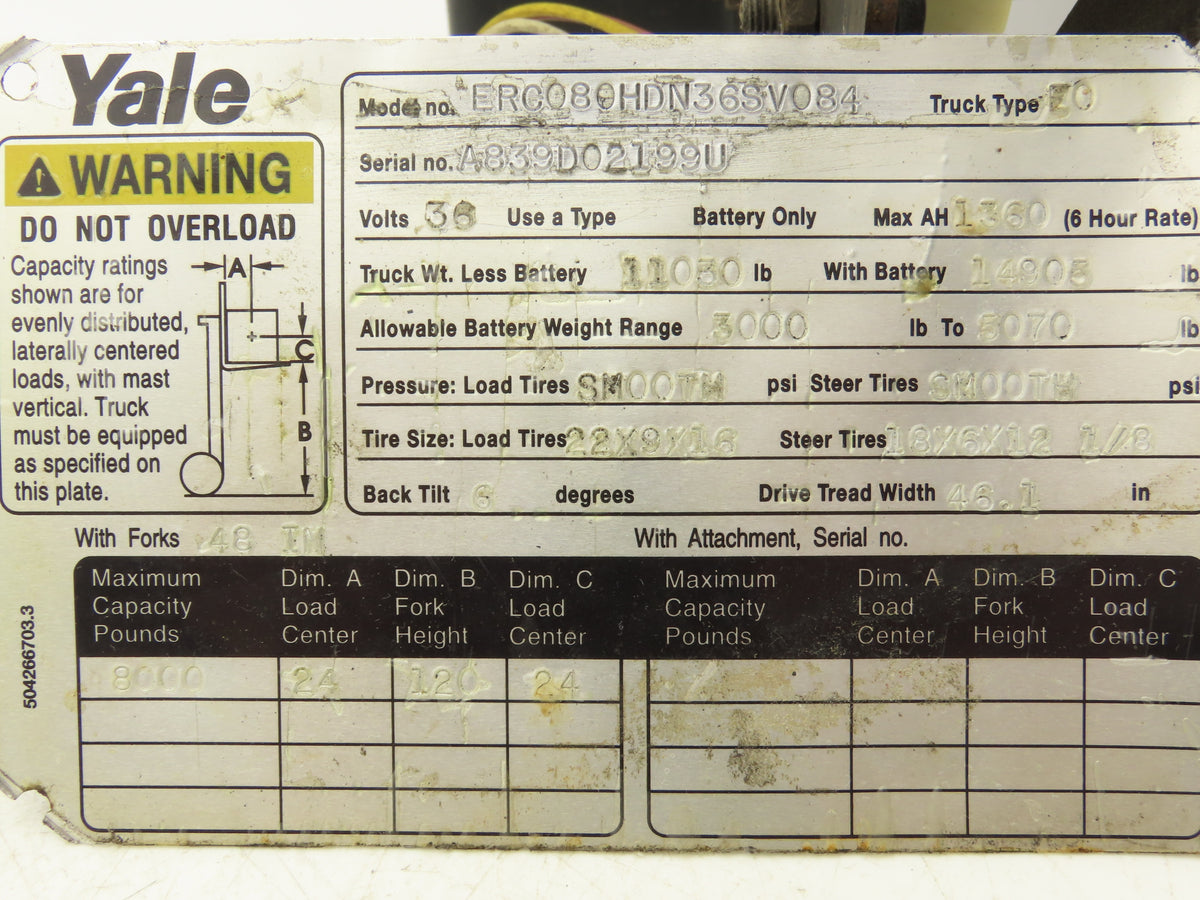 Yale Forklift Throttle Accelerator Pedal Bracket & Potentiometer Off ERC080HD