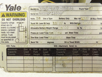 Yale Forklift Throttle Accelerator Pedal Bracket & Potentiometer Off ERC080HD