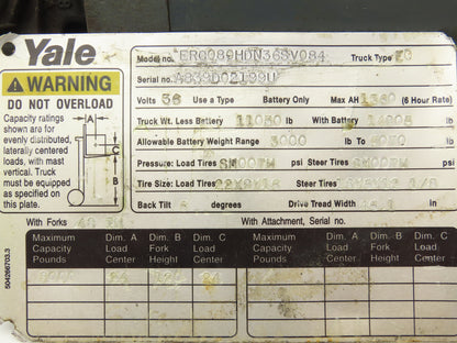 Yale 5BPA48PBF3A Forklift Hydraulic Power Steering Pump & Motor Off ERC080HDN36