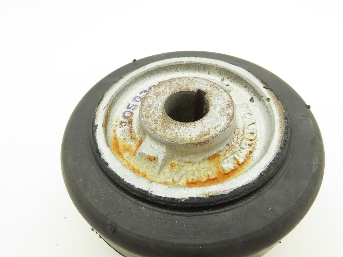 I05030D8 6" x 3" Black Rubber Cast Iron Drive Wheel 1" Keyed Bore