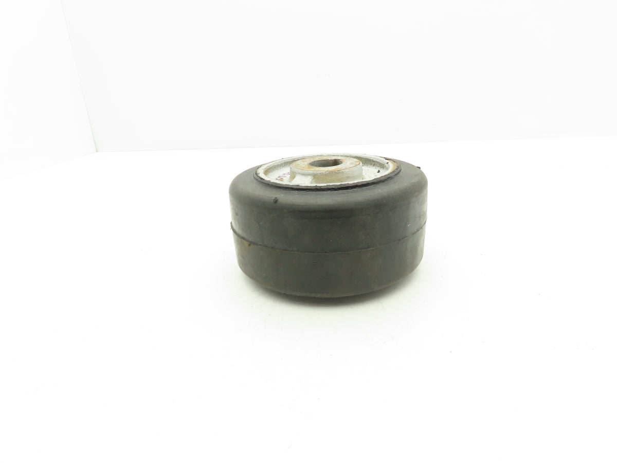 I05030D8 6" x 3" Black Rubber Cast Iron Drive Wheel 1" Keyed Bore