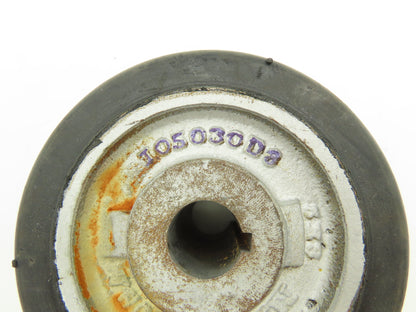 I05030D8 6" x 3" Black Rubber Cast Iron Drive Wheel 1" Keyed Bore