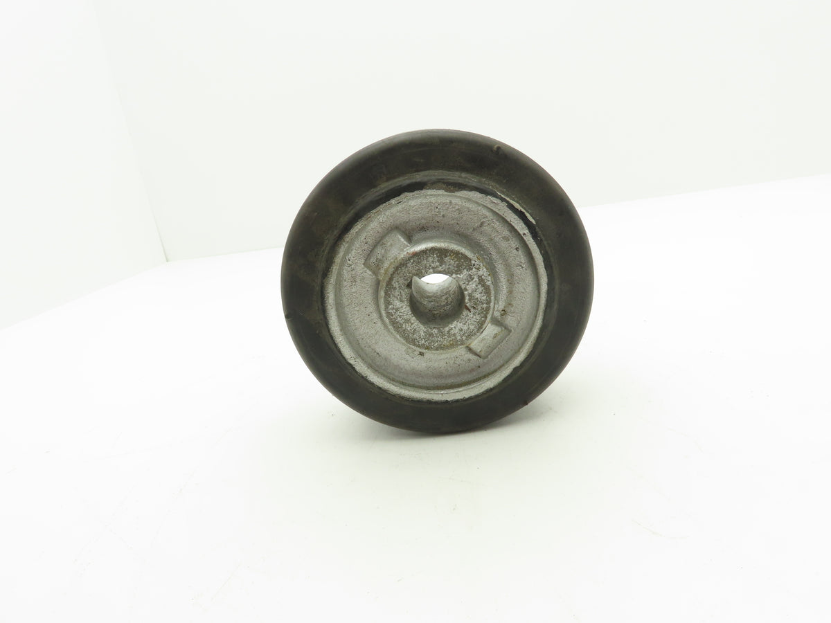 I05030D8 6" x 3" Black Rubber Cast Iron Drive Wheel 1" Keyed Bore