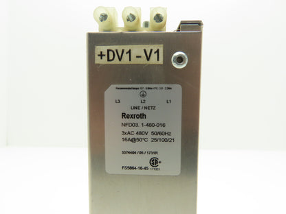 Rexroth R911286918 NFD03.1-480-016 Power Line Filter 3 Phase 480VAC 16A 50-60Hz