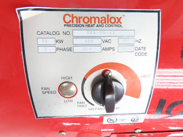 Chromalox DRA-30-43 Electric Salamander Heater 30 KW 480V 3 Phase 30.3 Amps