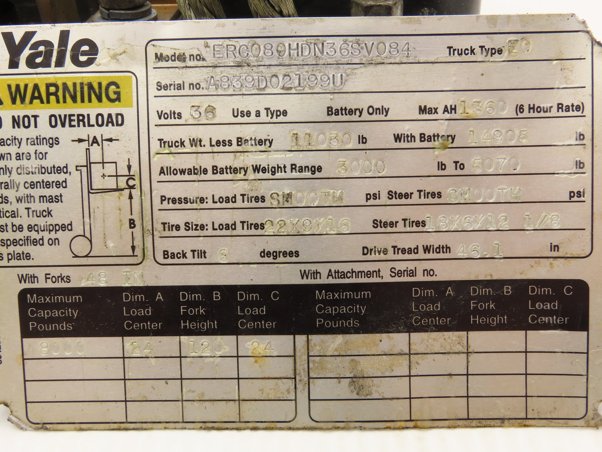 Yale IC3645EV200T1HX1 Forklift Speed Control Assembly EV-200SCR Off ERC080HDN