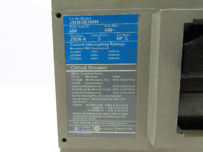 Siemens JXD63B350H Circuit Breaker 400A 3 Pole 3PH 600V Type JXD6-A Magnetic Adj
