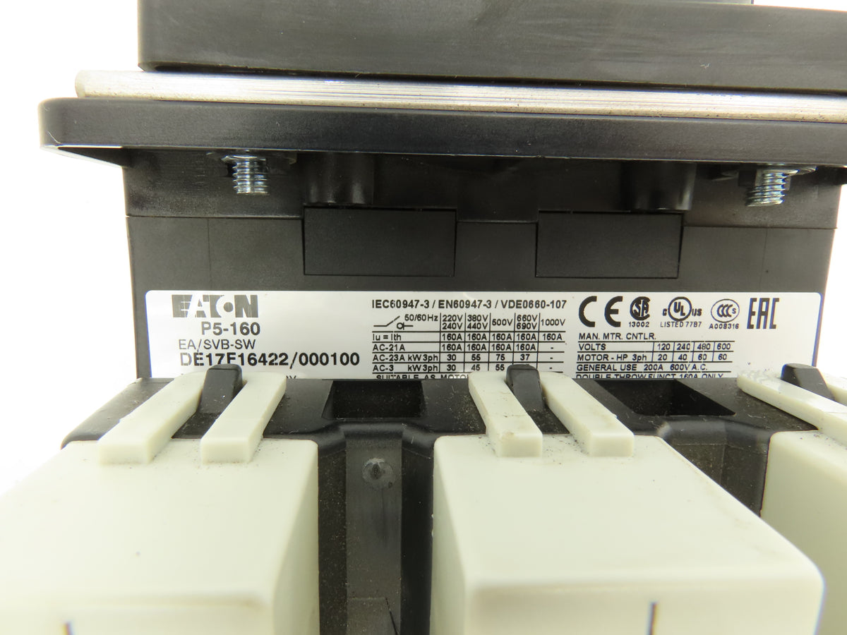 Eaton P5-160/EA/SVB-SW Motor Disconnect Manual Motor Controller 160A 600VAC