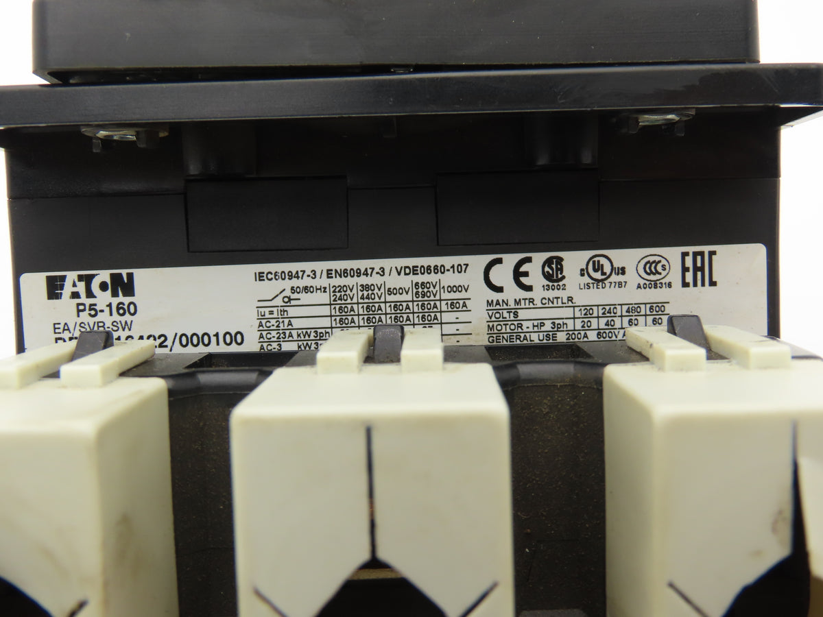 Eaton P5-160/EA/SVB-SW Motor Disconnect Manual Motor Controller 160A 600VAC