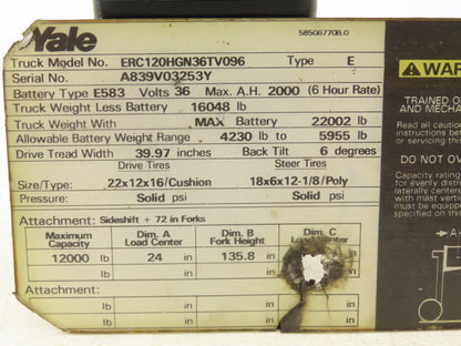Yale 3.895.888 Forklift Power Steering Unit Hydraulic Motor Off ERC120HGN36TV096