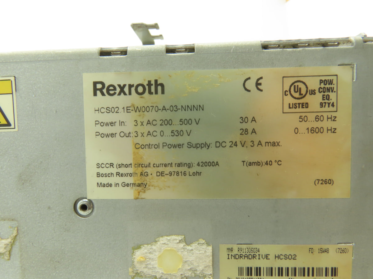 Rexroth HCS02.1E-W0070-A-03-NNNN R911298372 IndraDrive Compact Converter Drive