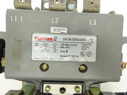 Furnas 14JB108300U Motor Starter 135A 200/230VAC/575VAC 3ph 40/50/100Hp NEMA 4