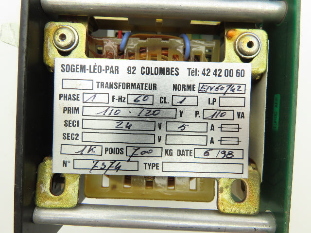 Sogem-Leo-Par EN 60742 AFP Prodel Power Supply 120 VAC 60 Hz Secondary 24V