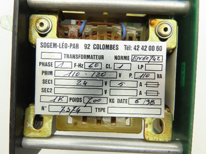 Sogem-Leo-Par EN 60742 AFP Prodel Power Supply 120 VAC 60 Hz Secondary 24V