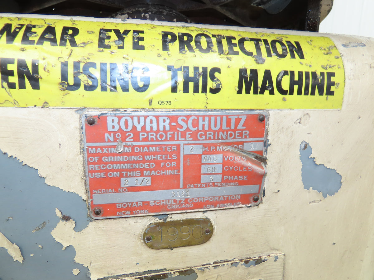 Boyer Schultz No 2 Metal Profile Grinder 2-1/2" Max OD 2 HP 440V 3Ph Manual Copy