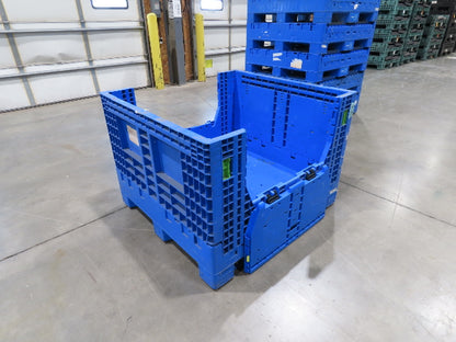 Monoflo 48"x 44.5" Collapsible Bulk Container Bin 28.9cu-ft Blue Stackable