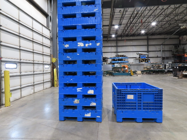 Monoflo 48"x 44.5" Collapsible Bulk Container Bin 28.9cu-ft Blue Stackable