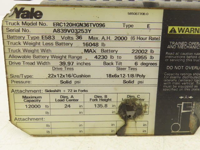 GE IC3645SR4W746N5 Forklift Traction Control Module Off Yale ERC120HGN36TV096