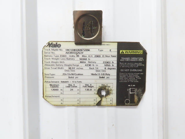 Yale 8620080 Forklift Hydraulic Haldex Pump & Motor 36/48VDC Off ERC120HGN