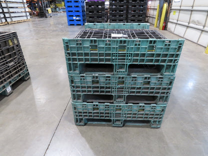 Orbis 40"x 48" Collapsible Bulk Container Bin Black Green Stackable 34"H