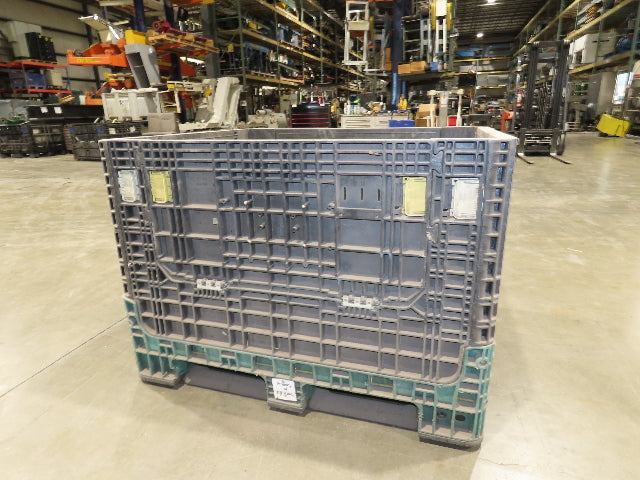 Orbis 40"x 48" Collapsible Bulk Container Bin Black Green Stackable 34"H