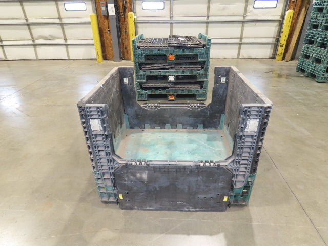 Orbis 40"x 48" Collapsible Bulk Container Bin Black Green Stackable 34"H
